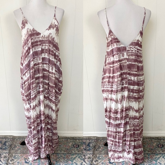 Lulus Yours Tule Mauve Tie Dye Maxi Dress Beachy Boho Sleeveless S/M Pockets - Picture 1 of 15